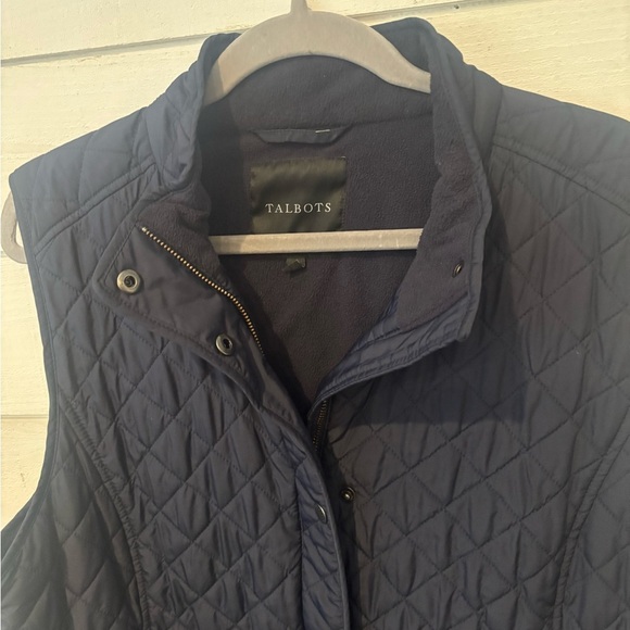 Talbots Navy Quilted Vest with Stand-Up Collar - Picture 4 of 7